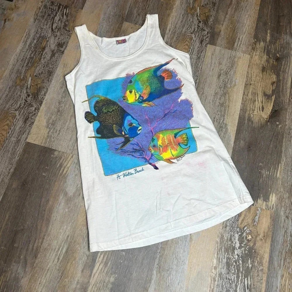 Vintage 1992 Pina Colada Susan Moustaki Fish Casual Resort Beach Dress As Found - Picture 10 of 10